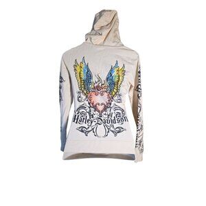Harley Davidson Winged Heart Long Sleeve Hoodie Women's Size Small